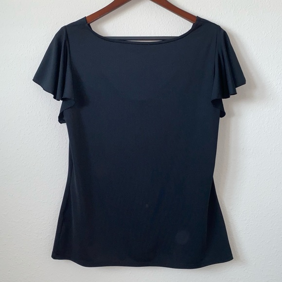 CACHE Drop Neck Flutter Sleeve Blouse Large - Picture 4 of 6